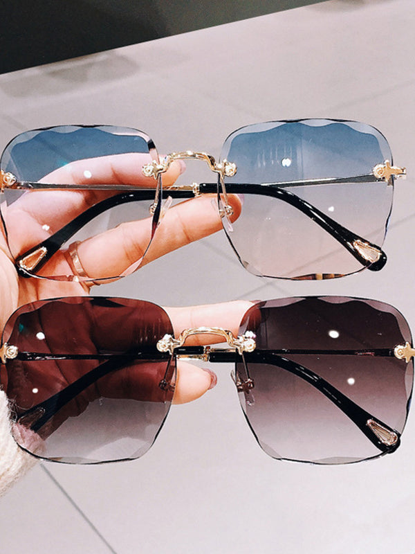 High Quality Fashion Women's Rimless Trimmed Square Sunglasses