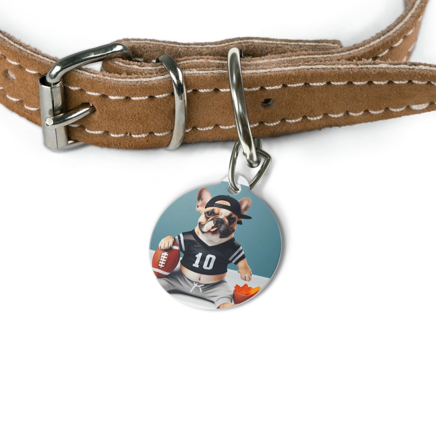 MAGGIE QUEEN French Bulldog Football Game Cute Pet Tag