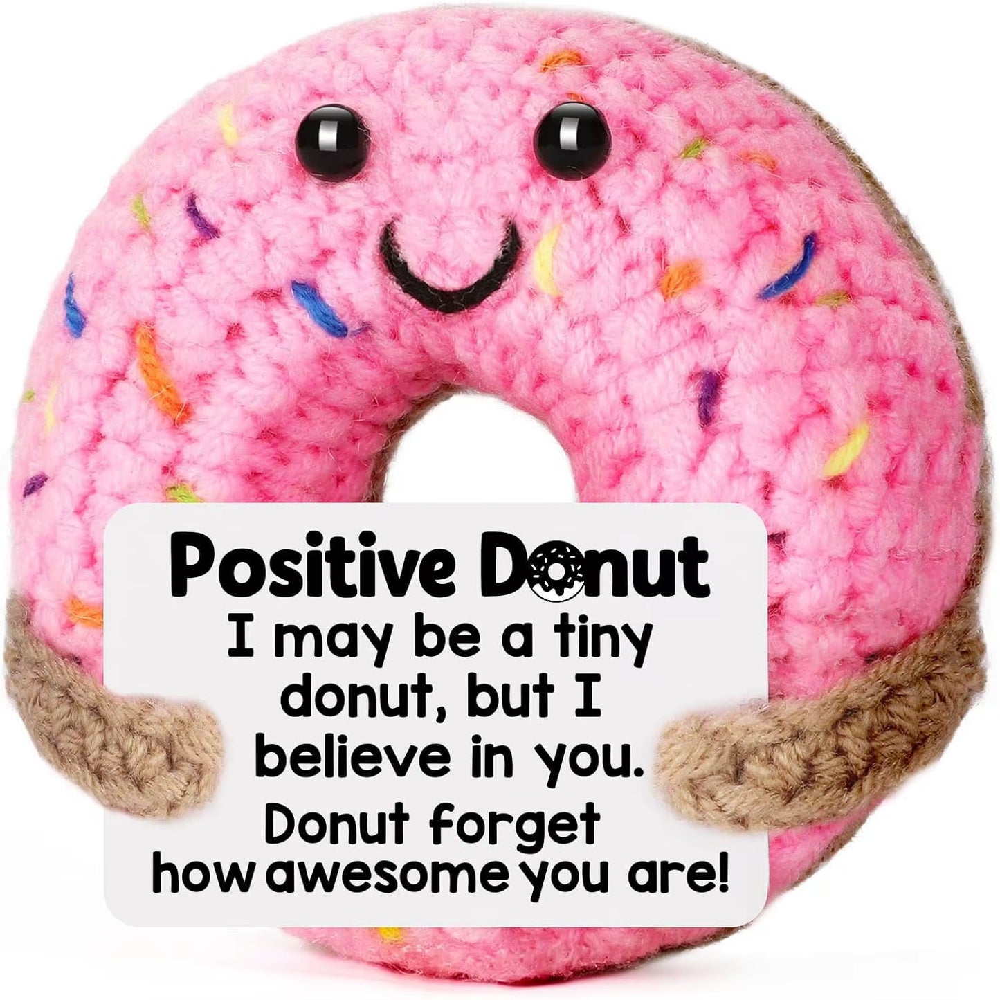 MAGGIE QUEEN Funny Handwoven Positive Energy Coffee Cup Support Emotional Home Room Decoration Plush Knitting Doll Birthday Christmas Gift