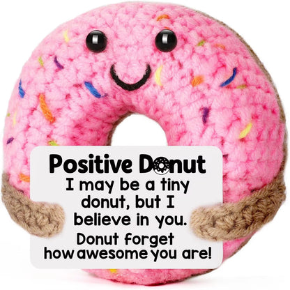 MAGGIE QUEEN Funny Handwoven Positive Energy Coffee Cup Support Emotional Home Room Decoration Plush Knitting Doll Birthday Christmas Gift