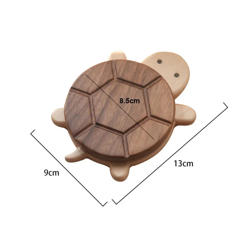 MAGGIE QUEEN Adorable Walnut Wood Turtle Coaster Heat-Resistant Mat for Tea Pots & Kettles, Unique Table Protector & Decor