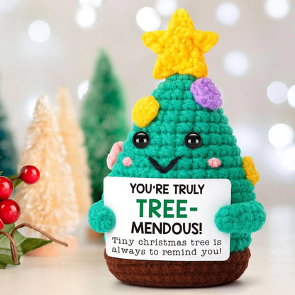 MAGGIE QUEEN Mini Handmade Christmas Tree Crochet Decor Merry Inspirational Cheer up Gifts for Sister Friends Mom Grandma Christmas Gifts