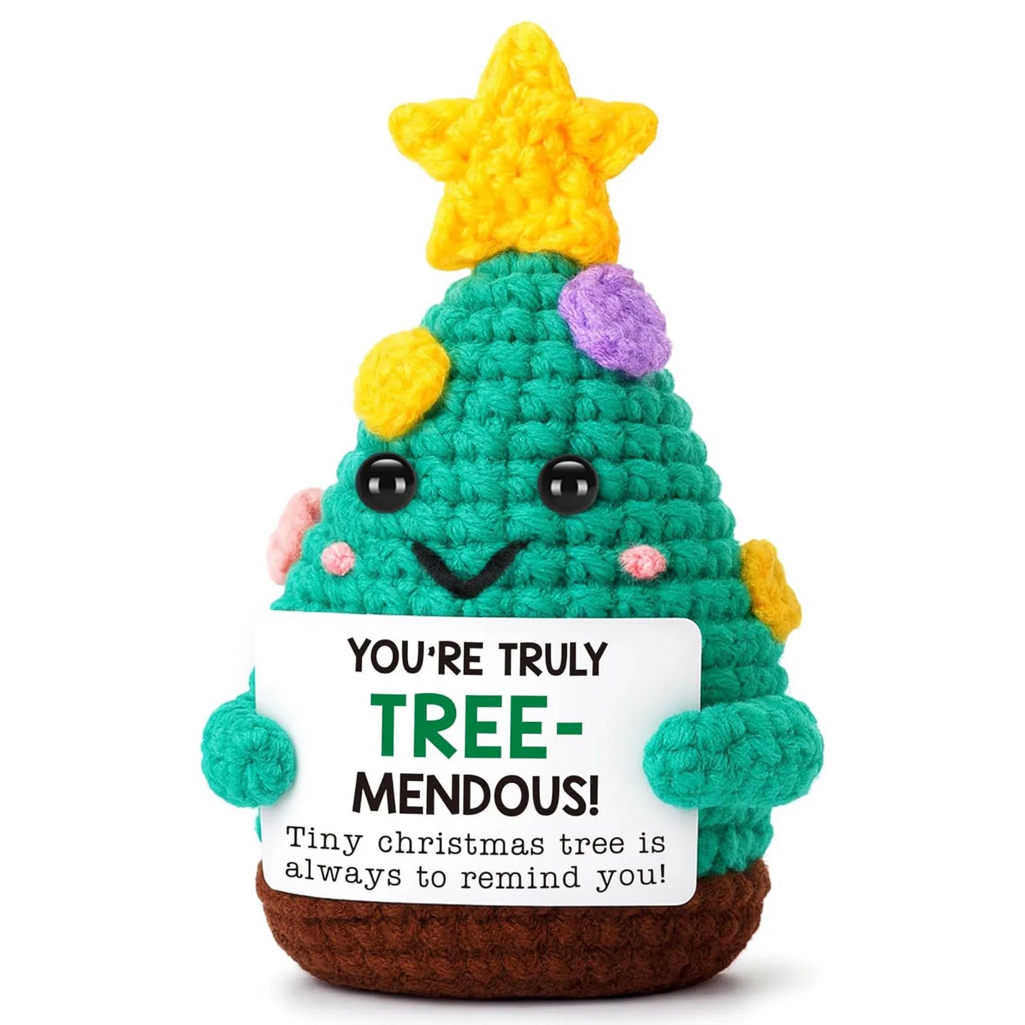 MAGGIE QUEEN Mini Handmade Christmas Tree Crochet Decor Merry Inspirational Cheer up Gifts for Sister Friends Mom Grandma Christmas Gifts