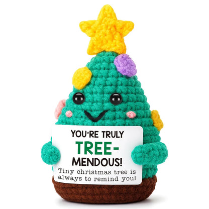 MAGGIE QUEEN Mini Handmade Christmas Tree Crochet Decor Merry Inspirational Cheer up Gifts for Sister Friends Mom Grandma Christmas Gifts