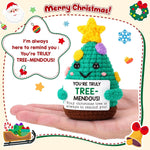 MAGGIE QUEEN Mini Handmade Christmas Tree Crochet Decor Merry Inspirational Cheer up Gifts for Sister Friends Mom Grandma Christmas Gifts
