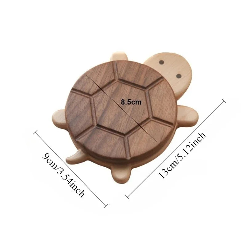 MAGGIE QUEEN Adorable Walnut Wood Turtle Coaster Heat-Resistant Mat for Tea Pots & Kettles, Unique Table Protector & Decor