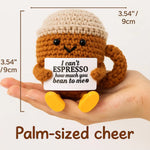 MAGGIE QUEEN Funny Handwoven Positive Energy Coffee Cup Support Emotional Home Room Decoration Plush Knitting Doll Birthday Christmas Gift