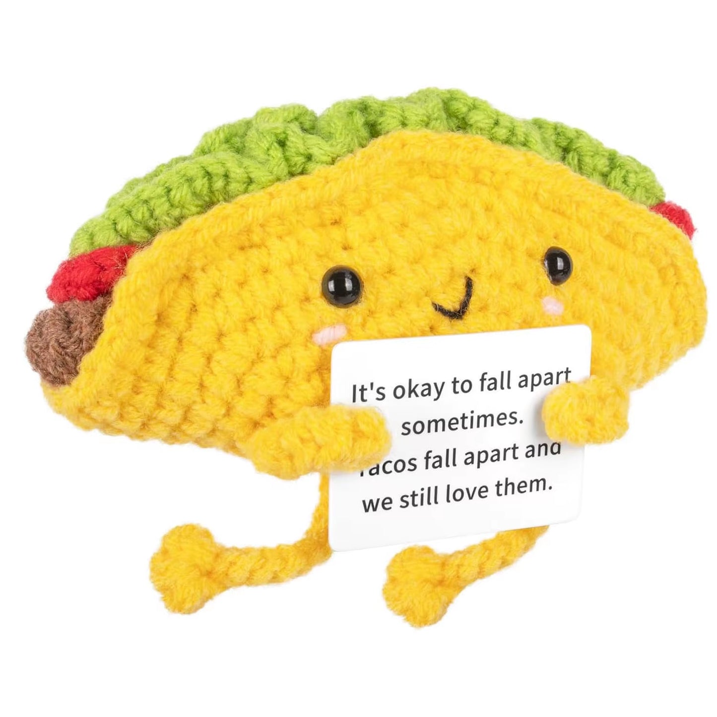 MAGGIE QUEEN Funny Handwoven Positive Energy Coffee Cup Support Emotional Home Room Decoration Plush Knitting Doll Birthday Christmas Gift