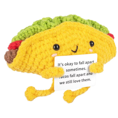 MAGGIE QUEEN Funny Handwoven Positive Energy Coffee Cup Support Emotional Home Room Decoration Plush Knitting Doll Birthday Christmas Gift