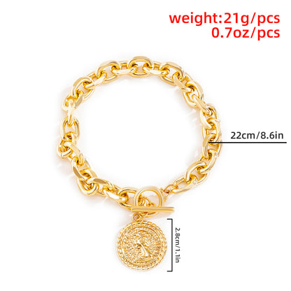 High Quality Fashion Woman Hollow Cross Thick Chain OT Buckle Anklet