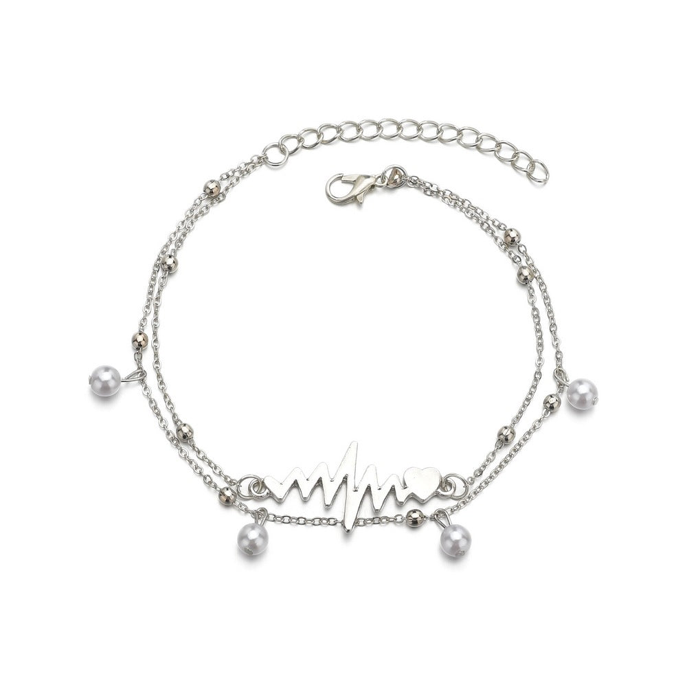 Two-Piece Popular Double-Layer Pearl Anklet