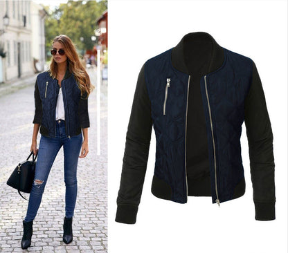 High Quality Hot sale autumn and winter new solid color fashion zipped cotton jacket women Coat