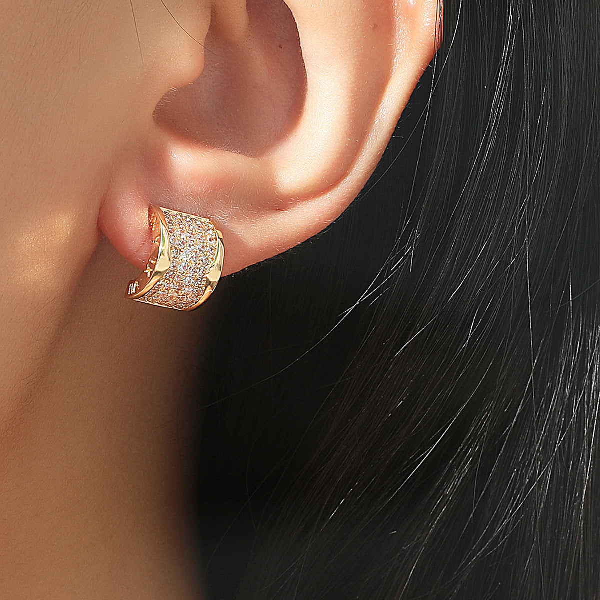 High Quality Fashion Rose Gold Jewelry Zircon Earrings