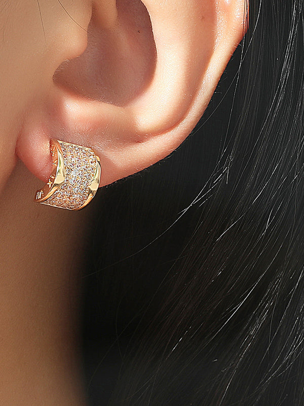 High Quality Fashion Rose Gold Jewelry Zircon Earrings