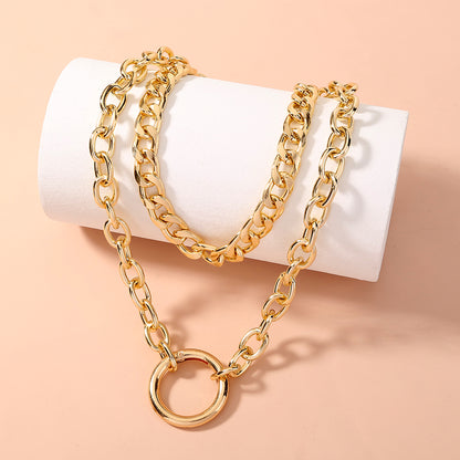 High Quality Fashion Exaggerated Round Aluminum Chain Multi-layer Necklace