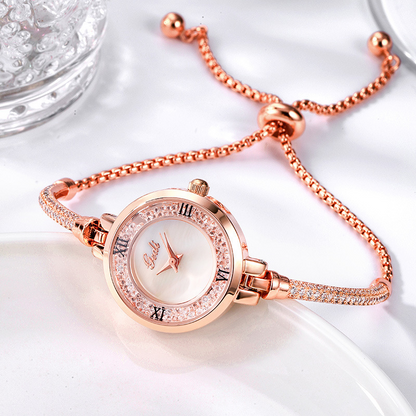 MaggieQueen Fashion Bracelet Watch Simple Temperament Round Diamond Ladies watch