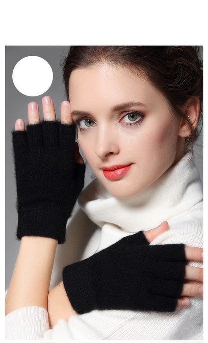 High Quality Fashion Woman Wool half finger gloves