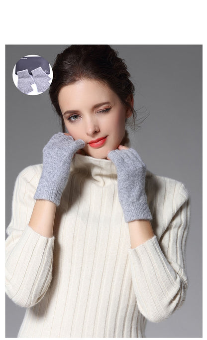 High Quality Fashion Woman Wool half finger gloves