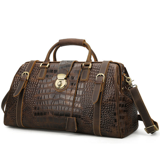 High Quality Trendy Cow European And American Men's Leather Pattern Travel Bag