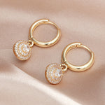 Temperament Heart-Shaped Copper Inlaid Zircon Simple Earrings