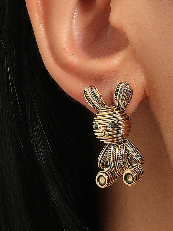 High Quality Fashion woman Love Metal Bunny Stud Earrings