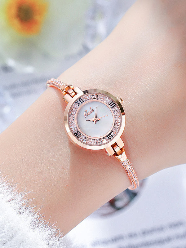 MaggieQueen Fashion Bracelet Watch Simple Temperament Round Diamond Ladies watch