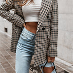 High Quality Women's Winter Plaid Long Suit Jacket Coat