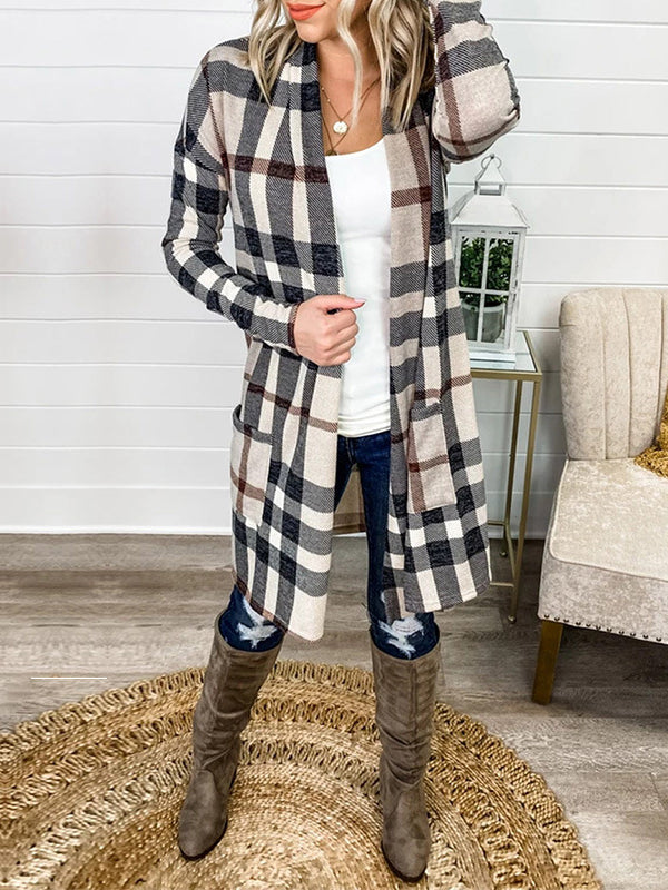 Long sleeve casual cardigan jacket with printed pocket