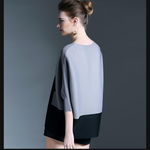 High Quality Fashion Round neck loose stitching cat pattern sleeves stretch pleated print tops women