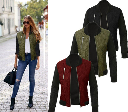 High Quality Hot sale autumn and winter new solid color fashion zipped cotton jacket women Coat