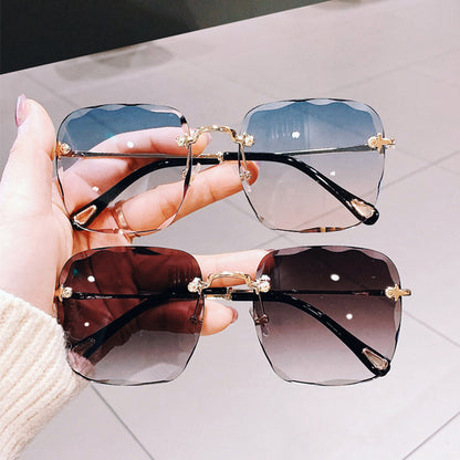 High Quality Fashion Women's Rimless Trimmed Square Sunglasses