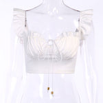 High Quality Sexy slim pleated vest lace drawstring top