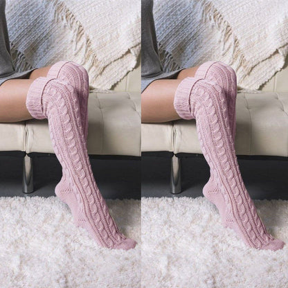 High Quality Fashionable Temperament Solid Color Knitted Over-knee Pile Socks