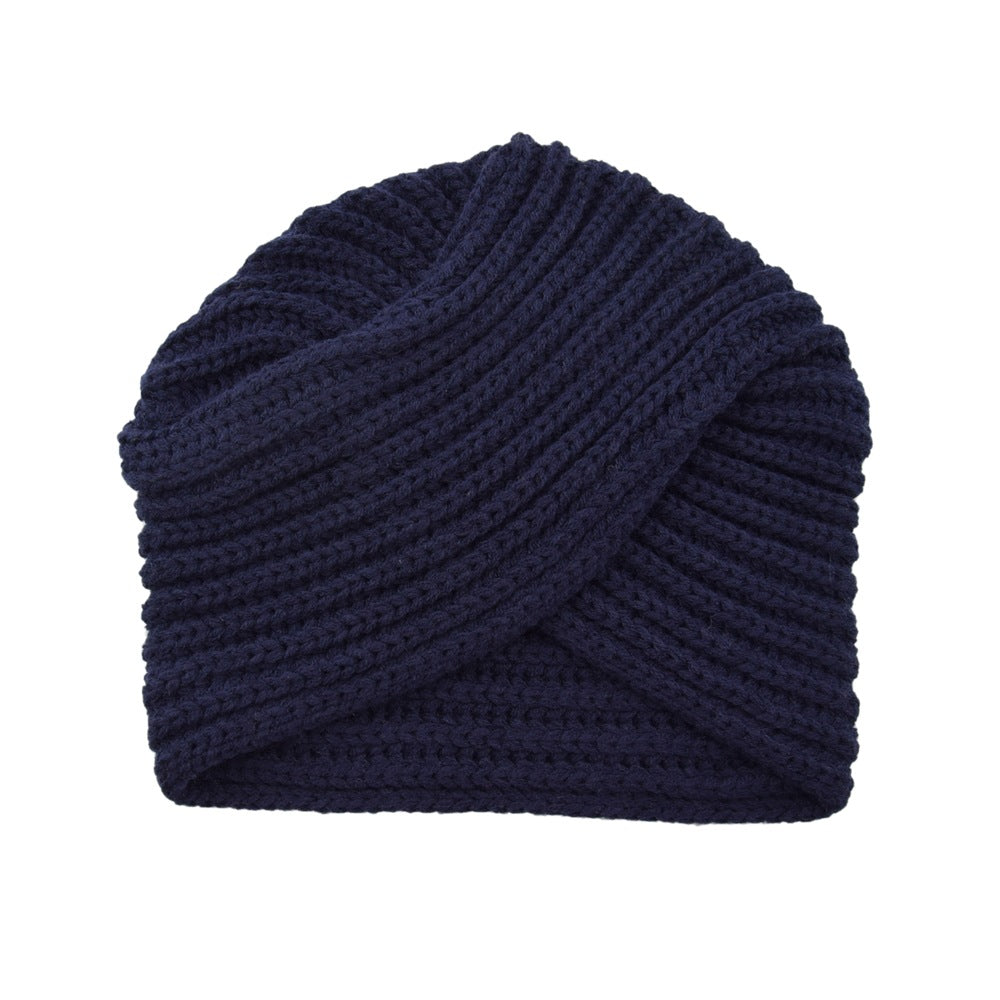 High Quality Fashion Woolen Knit Hat With Crossover Pullover