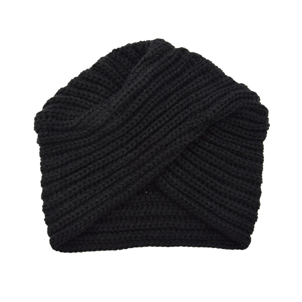 High Quality Fashion Woolen Knit Hat With Crossover Pullover