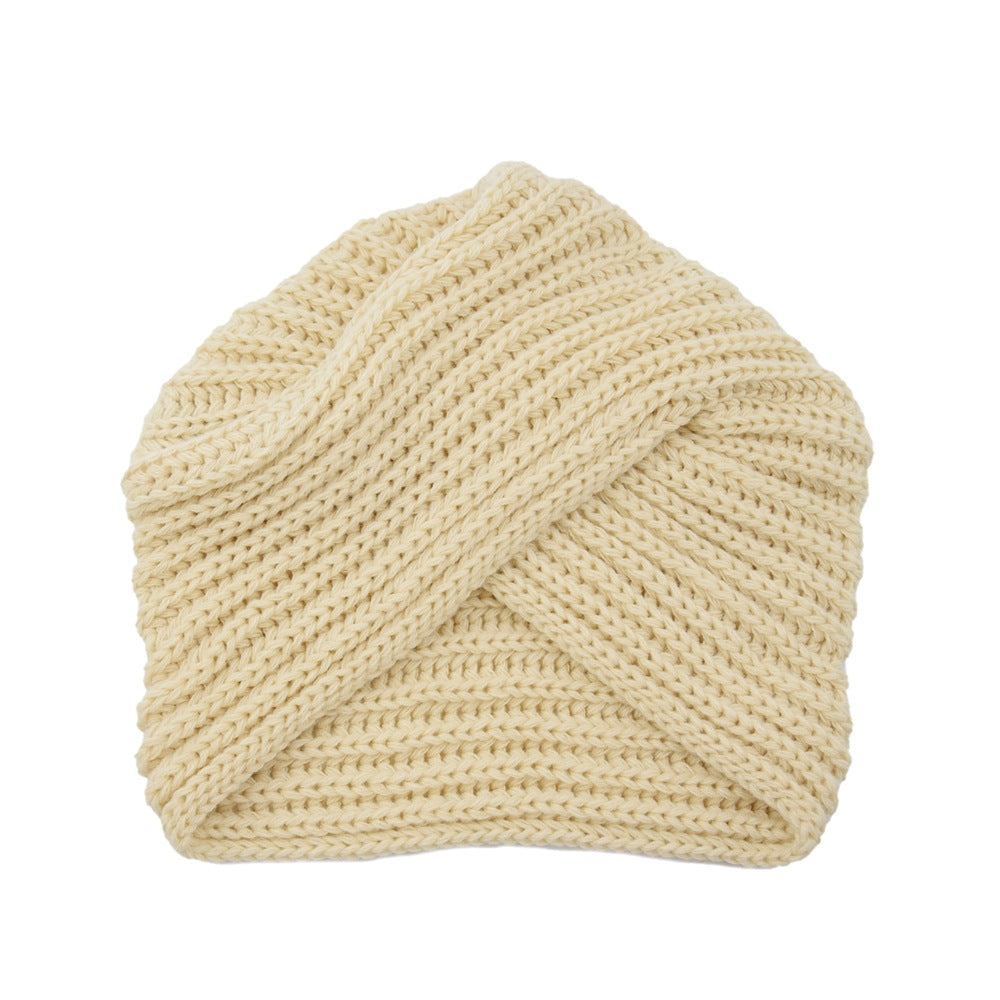 High Quality Fashion Woolen Knit Hat With Crossover Pullover