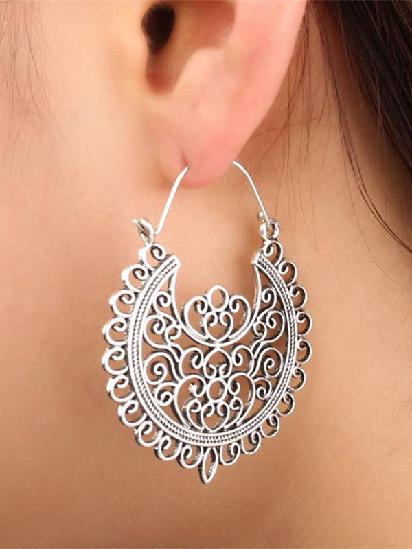 High Quality Fashion Metal alloy hollow carved earrings