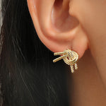 High Quality Fashion Personalized Rope Twisted Knotted Metal Earrings