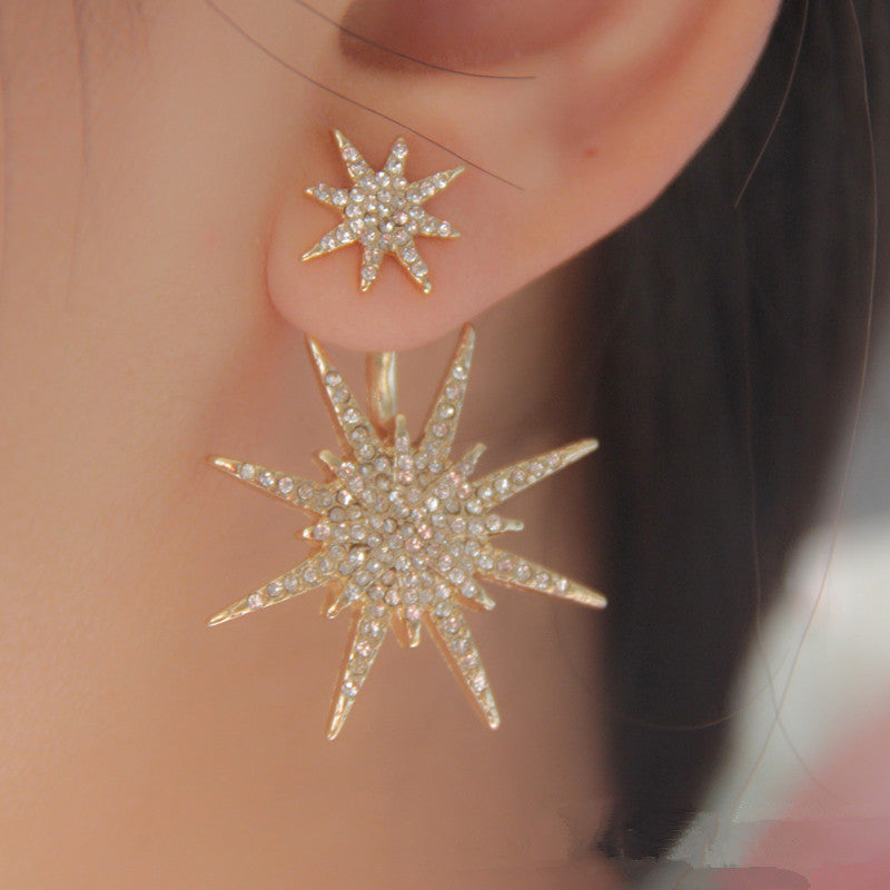 High Quality Fashion Diamond Back Hanging Snowflake Earrings