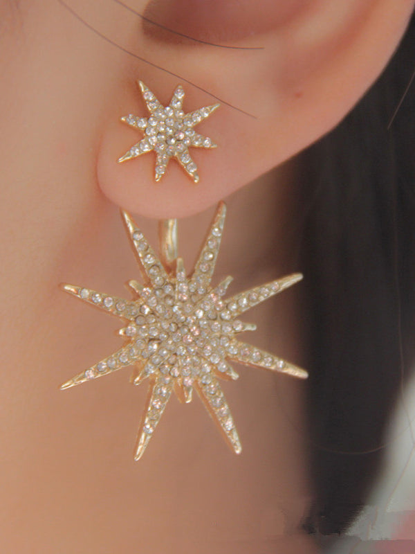 High Quality Fashion Diamond Back Hanging Snowflake Earrings