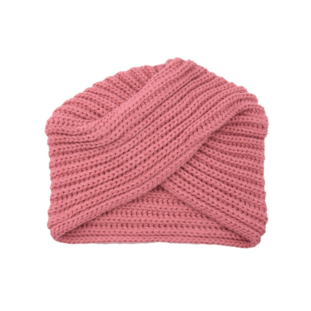 High Quality Fashion Woolen Knit Hat With Crossover Pullover